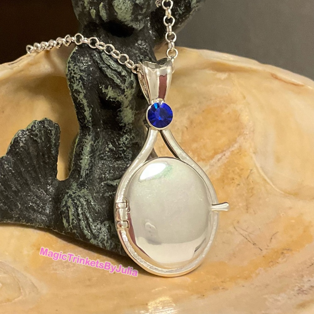 H2O Just Add Water Locket Capri Blue Swarovski Gemstone Rhodium Plated Pendant